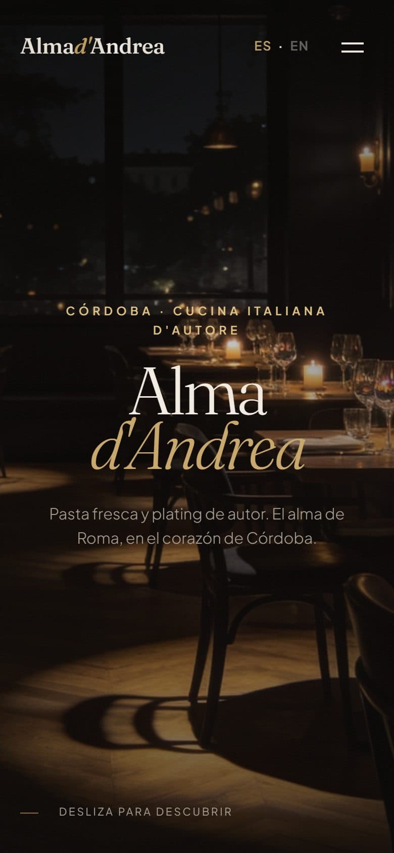 Versión móvil de la web de Alma de Andrea